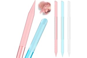 CANIPHA 3 Pcs Glass Cuticle Pusher Nail File Cuticle Manicure Stick Remover Cuticle Tool Set Double Sided Crystal Glass With Grit Cuticle Care Stick for Women Girls Nail Salons Homes(Pink,Blue,Transparent)