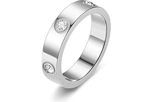 Tidefire Stainless Steel Love Friendship Ring Titanium Steel Ring Cubic Zirconia Ring for Men Women