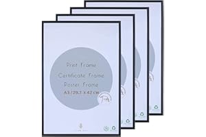 ATOBART A3 Aluminum Photo Picture Frame - 29.7 x 42 CM Black Metal Certificate Frames with Perspex Glass for Wall Display Horizontally or Vertically in Living Room Bedroom Gallery, Set of 4