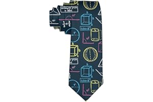 COLORFULSKY Men's Math Equation School Class Necktie Tie Silk Necktie Neck Ties Elegant Neckties - White - One size