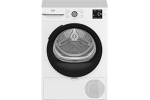 Beko BM3T38220X Wäschetrockner, 8 kg, Frontlader Wärmepumpentrockner, 15 Programme, Sensortrocknung, Säulenfähig, Aquawave Schontrommel, Weiß
