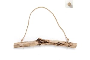 GuangZhou Deko Holzstange zum Hängen mit 5 Haken und Kordel Hängeast Treibholz Hänger Deko Zweige Türdeko Türhänger