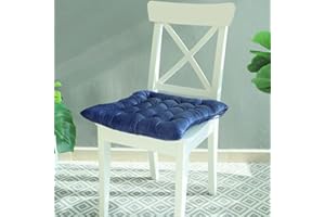 GREATOYAR Cojin para Silla y Asiento, Cojín Decorativo con Correas de Sujeción, Decoración de Jardín Casa Terraza, Fabricado en España, 16 Pespuntes, 45x45x5cm, 1 Unidad, Terciopelo, Azul