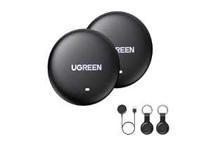 UGREEN FineTrack Mini (2-pack) med trådlös laddning (iOS) | Trådlös laddning spårare, 12 månaders körtid, Smarttag med 100 dB