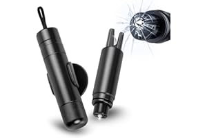 Sosayet 2 en 1 Rompe Cristales y Cinturones - 2 Piezas Martillo de Emergencia Coche - Portátil Martillo Rompecristales para Automóviles, Autobuses (Negro)