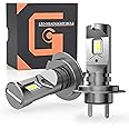 2Pcs H7 LED Headlight Bulbs, 42W 12000LM 6500K Wireless Headlight Car Conversion Kit Fanless Halogen Replacement Bulb CSP Chip Temperature Control, Mini Size Plug and Play