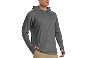 TACVASEN Hommes Sweats à Capuche UPF 50+ Protection Solaire T-Shirt à Manches Longues Sweats à Capuche à Séchage Rapide D'extérieur Chemise