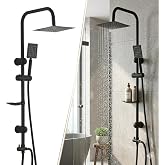 Ezwaasu Miscelatore Senza Shower Column, Complete Shower Column with Shower Sprayer 20&times;20 cm Square and Hand Shower and Hose,