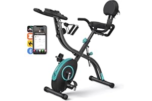 MERACH Multifunctional Foldable Exercise Bike - Exclusive APP for Customizable Plans, 16-Level Magnetic Resistance Folding Stationary Exercise Bike, 300lbs Capacity & Upgraded Comfort Seat Cushion