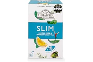 Ahmad Tea Natural Benefit Tea | Lemon, Mate & Matcha Green Tea "Slim" Infusion | 20 Teabag Sachets | 1 Pack