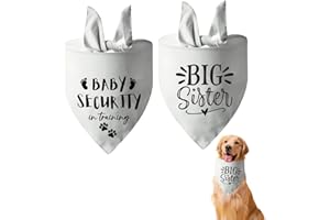 Bekecidi 2 pañuelos para perro, pañuelo triangular blanco anuncio de embarazo, bandana segura para bebé y mascotas