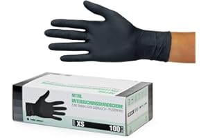 SF MEDICAL PRODUCTS GMBH Guantes de nitrilo, 1000 pcs 10 cajas (XS, Negro), guantes de examen desechables, libres de látex, sin polvo, no estéril, limpieza guantes, sanitarios para la cocina, medico, tatuaje, manejo de alimen