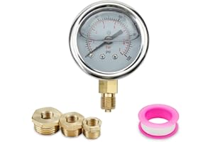 Innfeeltech 1pc 40mm manomètre BSP 1/8 "0-7 Bar 0~100 PSI avec trois ensembles de 1/8" à 1/4 ", 1/8" à 3/8 "et 1/8" à 1/2 ", et une bande de polytétrafluoroéthylène rouge, radial