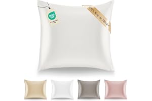Dreamzie Taie Oreiller Soie 65x65 100% Soie Mûrier 19 Mommes Naturelle Certifiée Oeko-TEX - Bienfaits Cheveux et Peau Anti-Âge - Ivoire