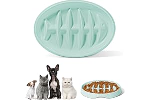 SEPTILLAR Antischlingnapf Katze, rutschfest Fishbone-Design Katzennapf, Lustiger Interaktiver Puzzle Futternapf für Katze und Welpen (Grün)