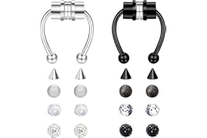 YADOCA Fałszywy piercing magnetyczny do nosa, sztuczna przegroda piercing ze stali nierdzewnej 316L, sztuczne pierścienie, do nosa, dla kobiet i mężczyzn