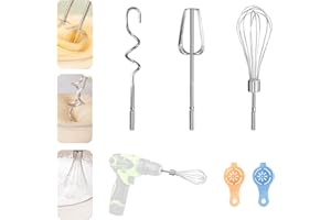 TUZHE Set di accessori per sbattitore a mano per trapano 3 pezzi Set di accessori per sbattitore da cucina in acciaio Set di accessori per sbattitore portatile Frusta per torta Crema bianca d'uovo