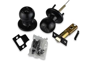 HANDLESTORE® Locking Door Knobs - Entrance, Privacy or Passage with Keys or Thumb Locking - Matt Black (Privacy Knob)