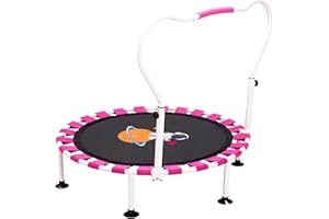 FORROBY 39 inch Trampoline For Toddlers Height Adjustable,Foldable Mini Trampoline For Kids,Baby Sensory Balance Toy Indoor Outdoor 3 4 5 Year Old,Gifts For Girls and Boys