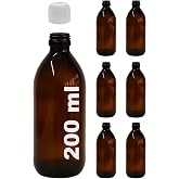 Afracam Amber Ecza Şişesi, 200 ml, Kahverengi Cam, Plastik Contalı Kilit Kapak, Hava ve Sıvı Sızdırmaz, 28mm Ağız &Ccedil;aplı, Parf