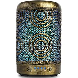 SALKING Diffuseur Huiles Essentielles 100ml Humidificateur d'air Ultrasonique Brume Fraîche Arôme Parfum Electrique avec 7-Couleurs Changeantes Arrêt Automatique pour Chambre/Salon/Spa/Yoga/Massage