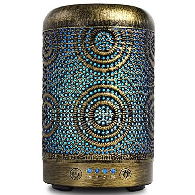 SALKING Diffuseur Huiles Essentielles 100ml Humidificateur d'air Ultrasonique Brume Fraîche Arôme Parfum Electrique avec 7-Couleurs Changeantes Arrêt Automatique pour Chambre/Salon/Spa/Yoga/Massage