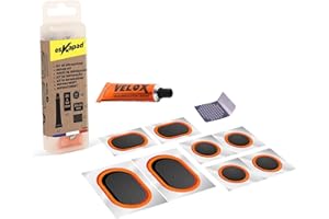 esKapad Kit Reparation Crevaison Velo : 8 rustines + Rape + Colle 10ml, Noir