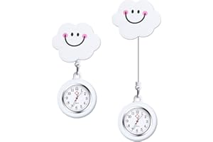 Vicloon Krankenschwester Armbanduhr Einziehbare, 2 Pcs Schwesternuhr mit Glow Pointer und Clip, FOB-Uhr Quarzwerk, Silikonband, Ansteckuhr Fob für Krankenschwestern und Ärzte