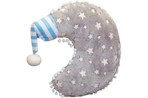 ISAKEN Cuscino da abbracciare con Luna, 40 cm Creativo Luminoso Cuscino da tiro Simpatico peluche Cuscino per Divano Regalo per Bambini e Adulti (Grigio)