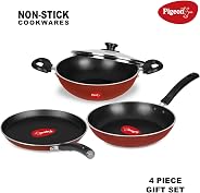 Pigeon by Stovekraft Basics Induction Base Non-Stick Aluminium Cookware Set, Terracotta Brown