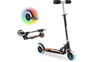 Hyiatyo Klappbarer Roller Kinder 6 Jahre mit LED Rädern, Kinder Scooter ab 3-10 Jahre, Faltbar Kinder Kickscooter Tretroller für Junge und Mädchen