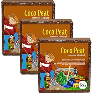 Nalla Coconut Industry Cocopeat Block | Agropeat Block 15 Kgs (Pack of 3) - Expands Up to 225 litres of Coco Peat Powder for All Seeds and Plants - Export Quality