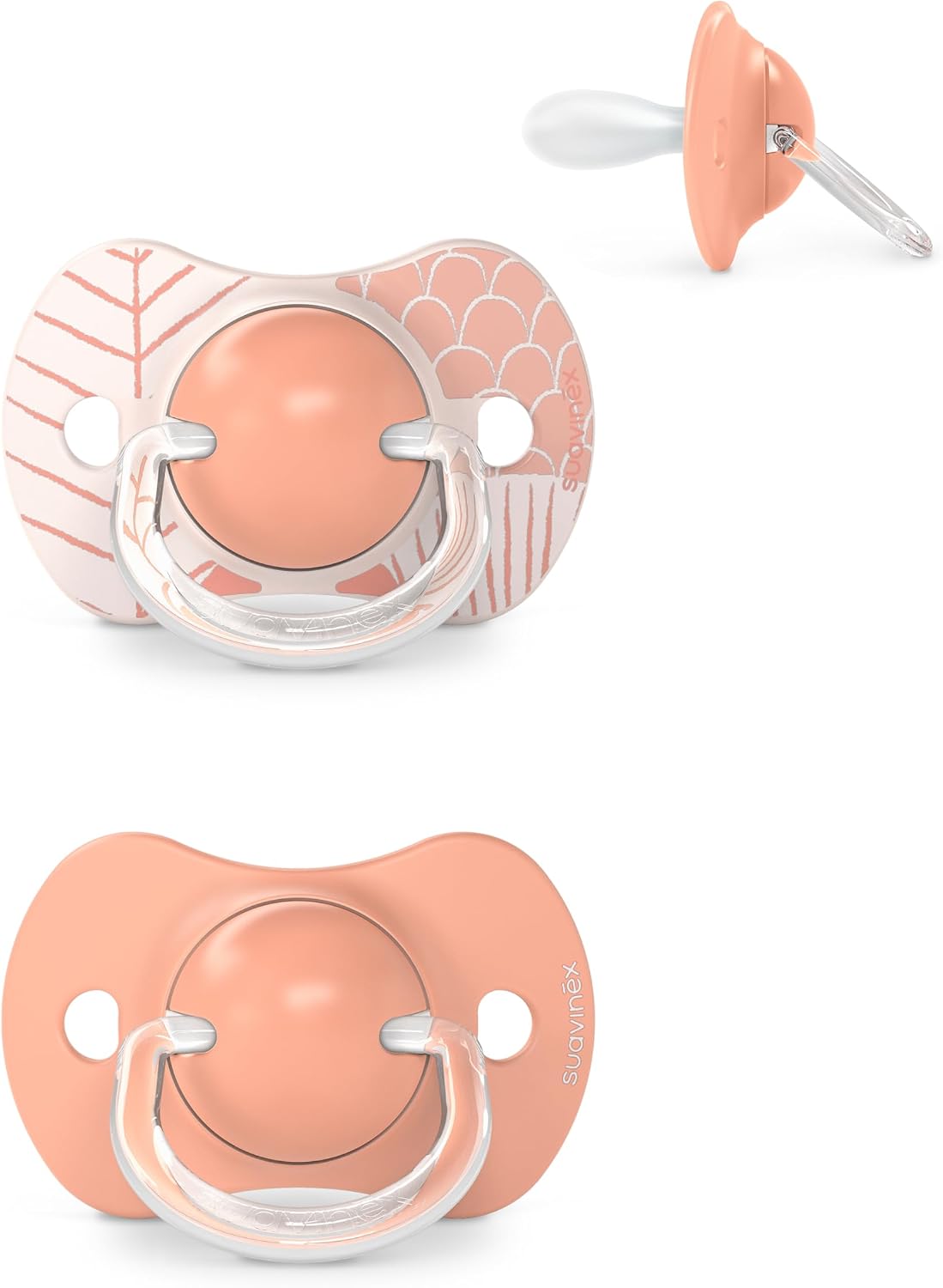 Suavinex Lot de 2 tétines avec tétines symétriques en silicone SX Pro, pour enfants de +18 mois, avec tétine plate et flexible, Dreams Rose