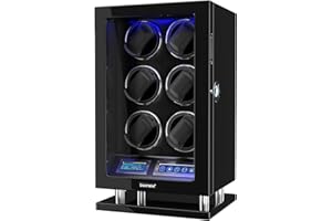 DUKWIN Watch Winder, Watch Winders for 3/4/6/8/9/12 Watches Fingerprint Lock Automatic Watch Winder with LCD Remote Control, Blue LED Light, Japanese Quiet Motor