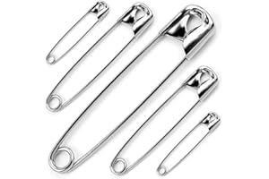 JKG® 50 x SAFETY PINS Assorted Sizes - Small Medium Large Safety Pins For Clothes - Perfect for Arts Crafts Sewing Hemming Textile Fabric Baby Clothing - Strong Nickel Plated Craft Pins