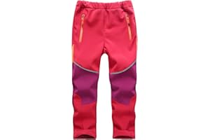 Echinodon Kinder Softshellhose mit Reflektor Gefüttert Hose Wasserabweisend Winddicht Atmungsaktiv Jungen Mädchen Outdoor Wandern Freizeit Hose Herbst Winter