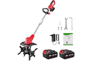 OAMGER Akku-Bodenhacke für Makita 21V Batterie, 550W Gartenfräse Akku, 22cm Bodenbearbeitungstiefe,30cm Bearbeitungsbreite, 350RPM, Gartenfräse Elektrisch Mit 2 Batterien, Doppelrolle 4 Klinge