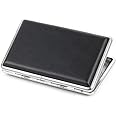 NEW Plain Black Leather Metal Cigarette Case Holds 14 Cigarettes for 100's