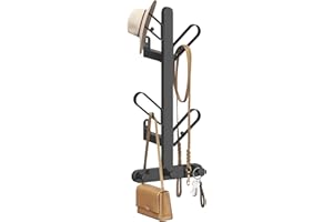 SONGMICS HOME Appendiabiti da Parete, Attaccapanni da Muro a Forma di Ramo, con 7 Ganci, Blocchi Sferici, per Vestiti, Cappelli, Borse, Nero Inchiostro RCR035B01