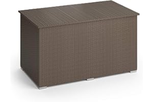 OK-LIVING Oskar XXL Rattan sintetico Box per cuscini 950L Box per copripanche Marrone Box giardino Baule per giardino
