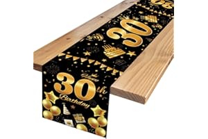 KILLIAN'S STORE Tischläufer 30 Geburtstag Männer Frauen 30. Geburtstag Deko Schwarz Gold Happy 30th Birthday Tischdeko für Tischdecke Jahrestag Geburtstag Party Dekoration