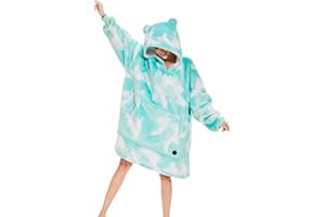 THREE POODLE Felpa Coperta Oversize Donna，Felpa Pile Giganti Coperta con Maniche e Cappuccio, Coperta pile con Maniche, Felpe di Pile Taglia Unica