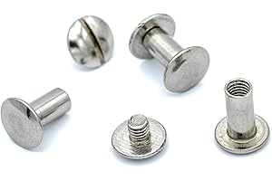 My Belt - 10 Stück Edelstahl Buchschrauben 10mm Nieten für Leder, Schraubnieten Gürtel, Gürtelnieten Set, Chicagoschrauben