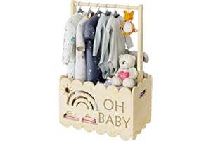 DUHARS Cadeau Nouveau Né - Panier Cadeau En Bois Pour Bébé - Cadeau Naissance Fille Ou Cadeau Naissance Garçon, Cadeau Baby Shower, Cadeau Bébé Naissance, Boite Souvenir Bebe, Cadeau Grossesse