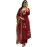 ANNI Designer Women's Rayon Viscose Straight fit Printed Embroidered Kurta with Pant & Dupatta | Ethnic Kurta Set for Women |