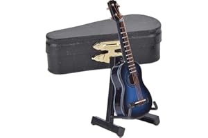 BIITFUU Miniature guitar model wooden guitar mini musical instrument ornaments birthday gift for foreign clients teachers or male and female friends(Blue)