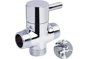 SOPWMAP Valvola Deviatore di Ricambio per Doccia, Adattatore a T a 3 Vie in Ottone Cromato, Intercettazione per Soffione Doccia, Deviatrice Valvola Commutatore G1/2 x G1/2 e G1/2 per Controllo Flusso Acqua