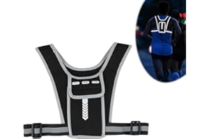 POSYLANE Reflective Running Vest Phone Holder, Adjustable Men Women Chest Phone Holder, with Shoulder Keys Cards Water Bottle Pockets, Run Vest Waistband for Climbing Fishing Cycling Jogging Hiking(Black)