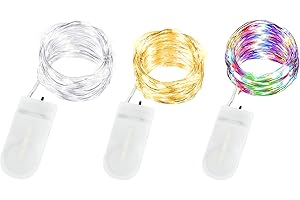 Annefly LED Fairy Lights Battery Operated, 3 Pack 2M 20 LED Micro Wire Fairy String Lights for Bedroom Jar Glasses Wedding Party Christmas Lighting Decoration (3pcs 3 Colors)