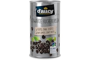 d'aucy Schwarze Kichererbsen - 100% ohne Salz und Zuckerzusatz, ohne Konservierungsstoffe, klimaneutral, 285 Gramm Dose